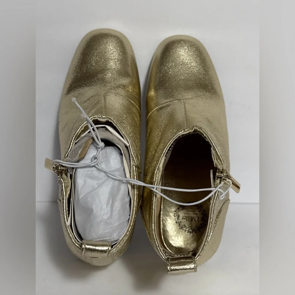 Girls 3M Gold Ankle Bootie With Zipper NWT by I.Miller